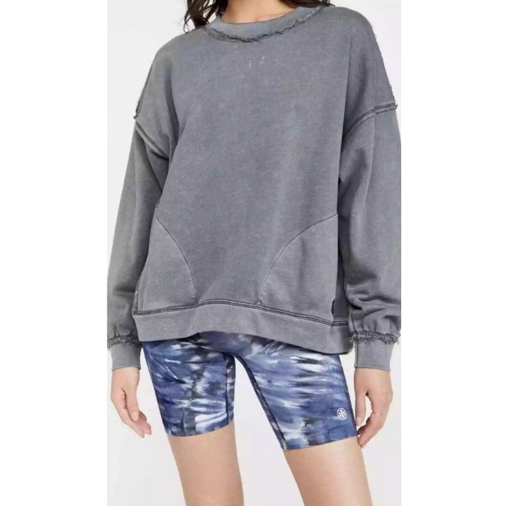 Free People Movement Oversized Solid Metti Crew Sweatshirt Cozy Gray Lilac XS